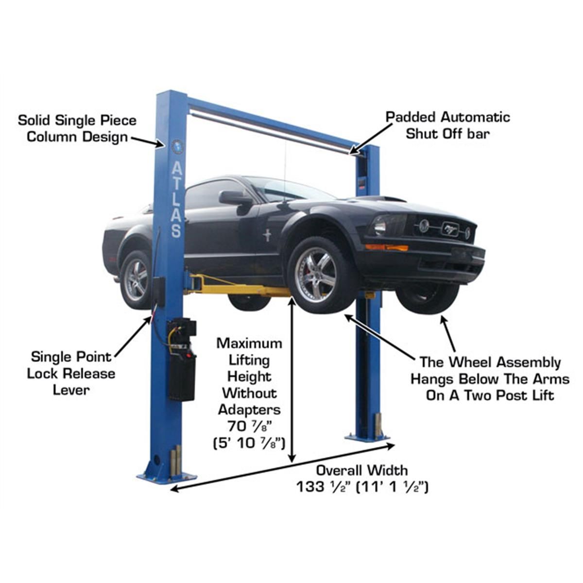Atlas 9OHSC 9,000lb 2 Post Vehicle Lift