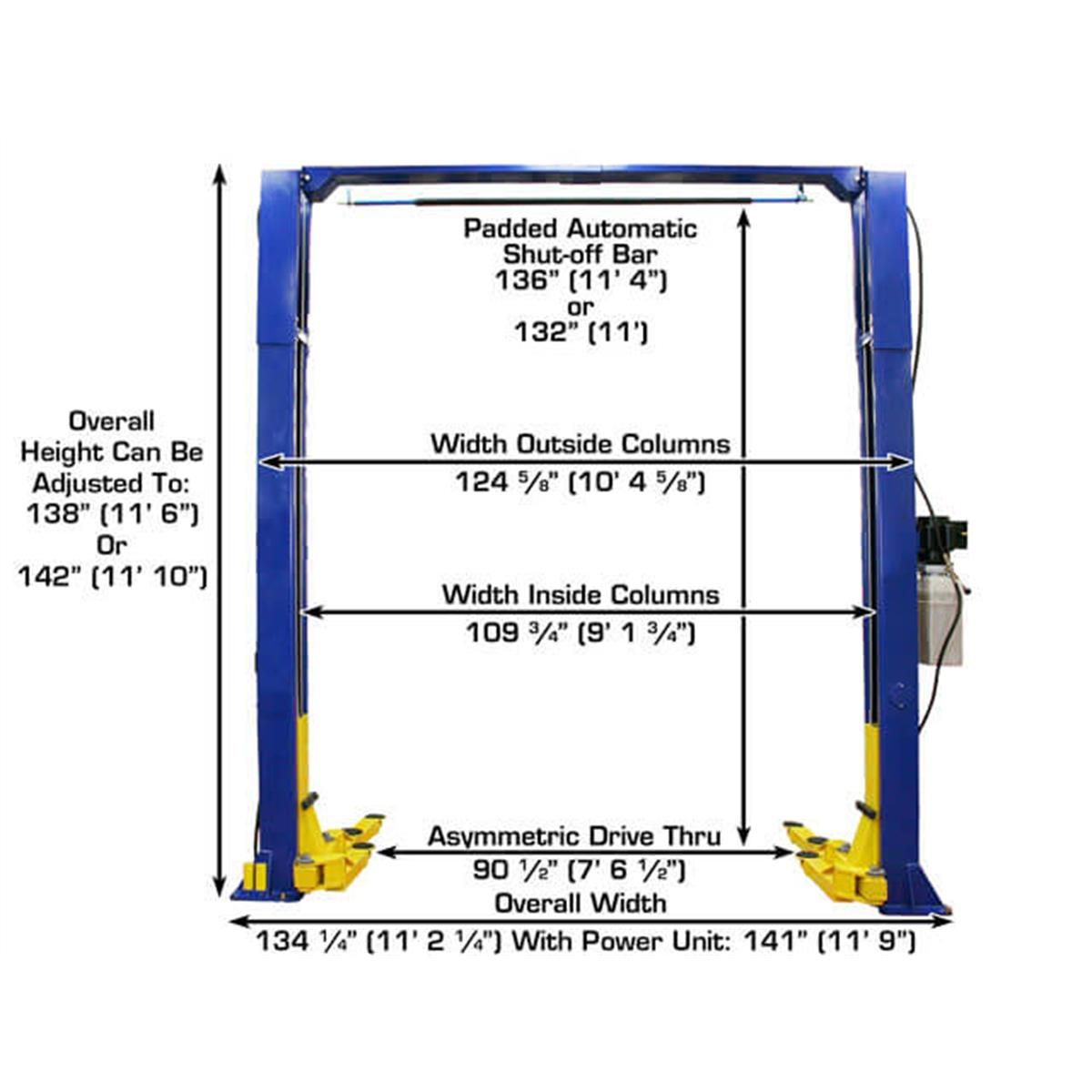 Atlas 9KOHX 9,000lb 2 Post Vehicle Lift