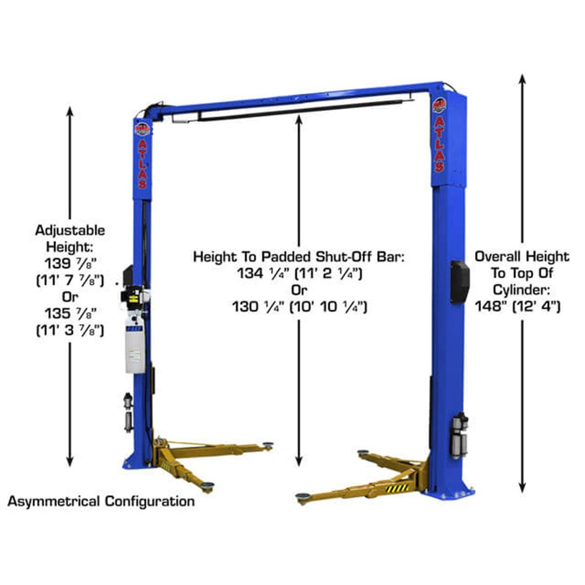 Atlas PVL10 10,000lb 2 Post Vehicle Lift - ALI Certified