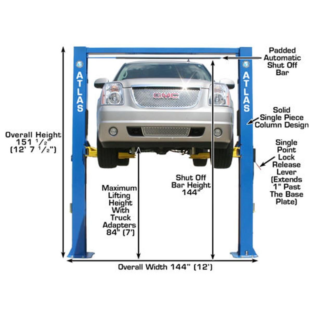 Atlas OHX10000X 10,000 lb Extra Tall 2 Post Vehicle Lift