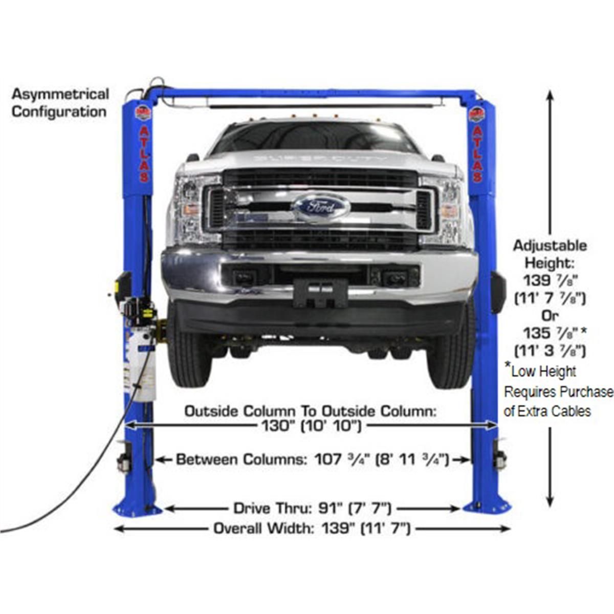 Atlas PVL10 10,000lb 2 Post Vehicle Lift - ALI Certified