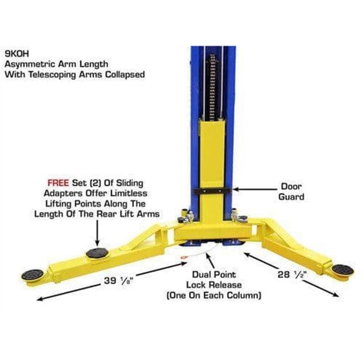 Atlas 9KOHX 9,000lb 2 Post Vehicle Lift